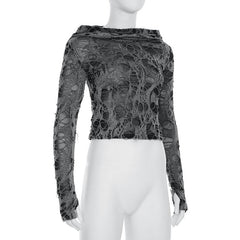 Hoodie long sleeve hollow out top