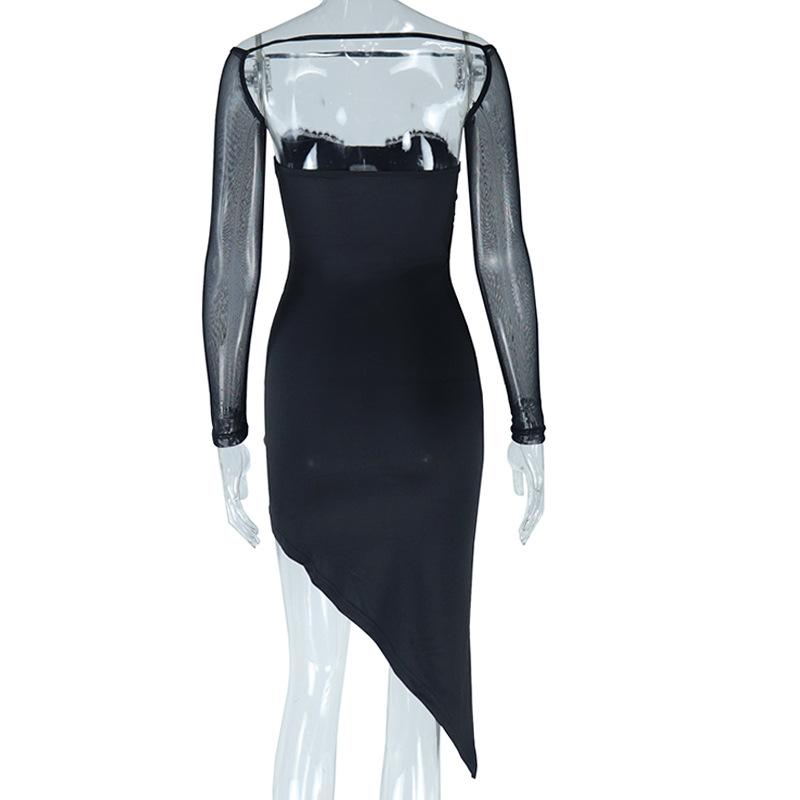 Sweetheart neck padded mesh shrug 2 piece midi dress