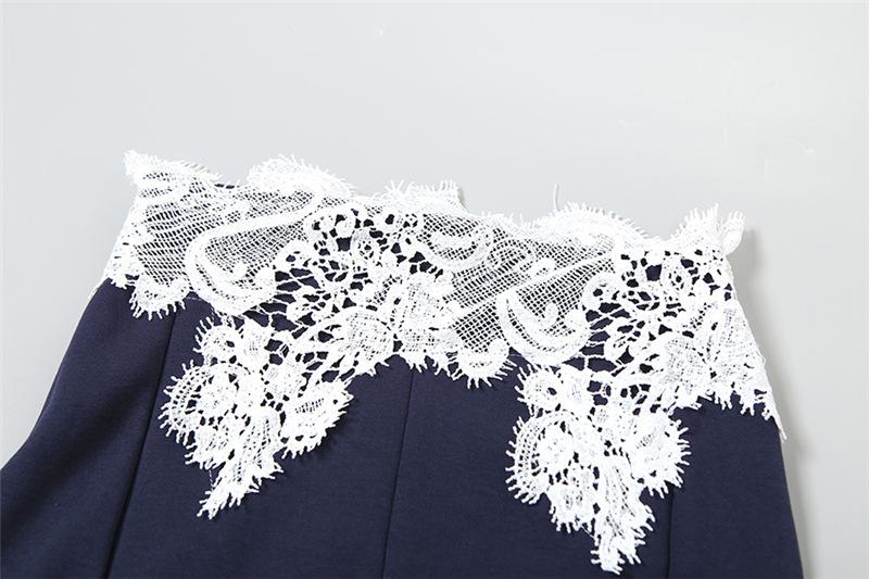 Lace patchwork zip-up maxi skirt