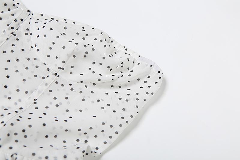 Sweetheart neck polka dot ruffle mini dress