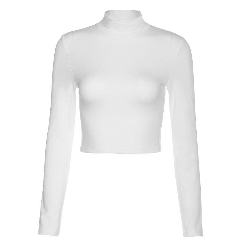 Lace up back long sleeve crop top