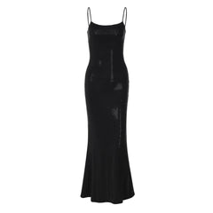 U neck polka dot cami maxi dress
