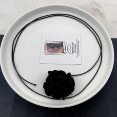 Flower applique self tie choker necklace