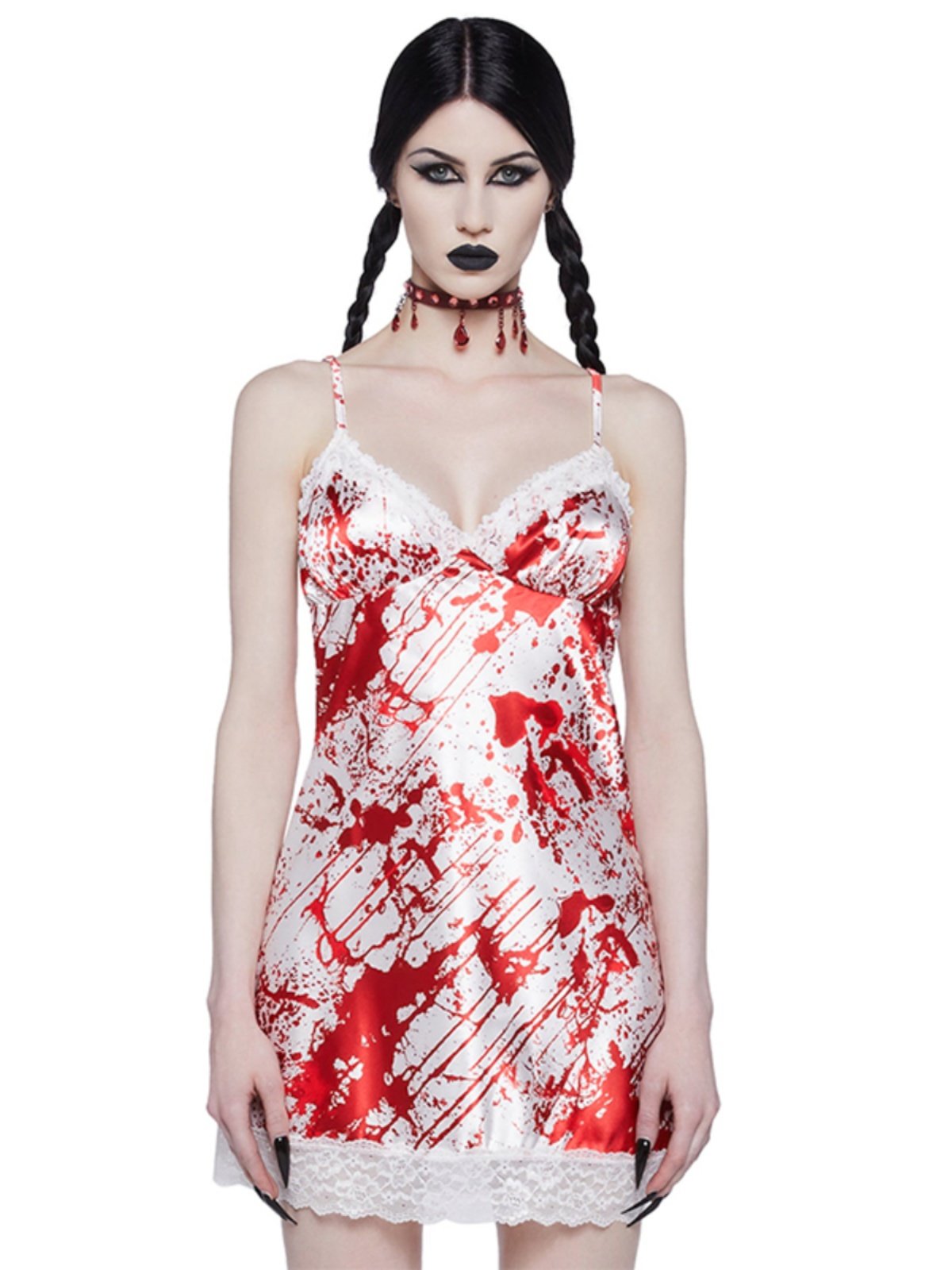 Lace hem print backless cami mini dress  | red tango dress