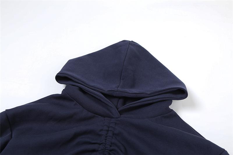 Hoodie long sleeve drawstring crop top