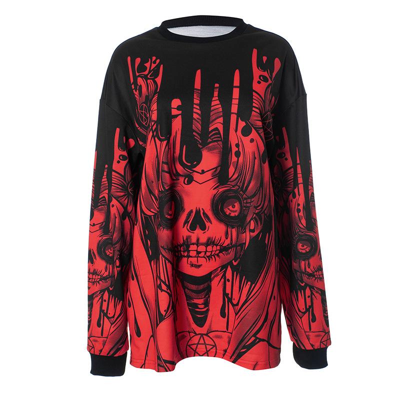 Long sleeve crewneck abstract contrast top
