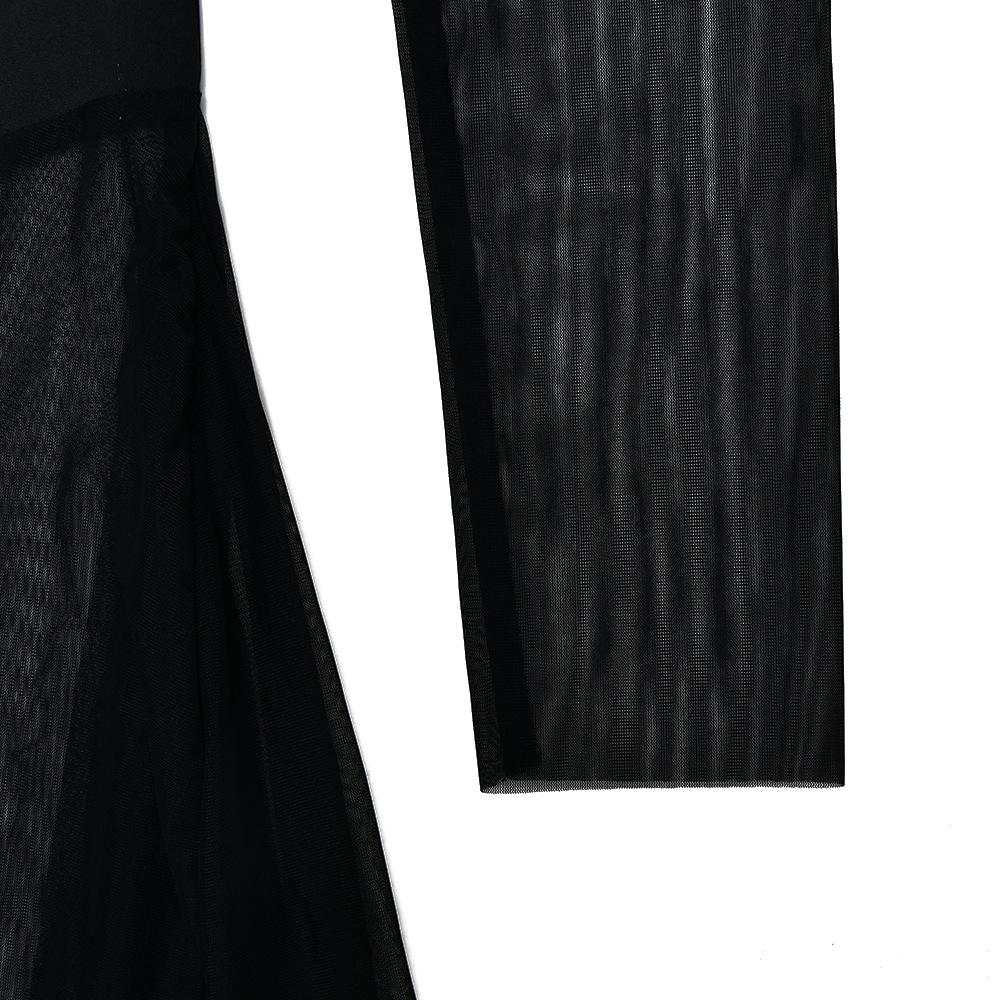 Long sleeve stitch mesh zip-up jumpsuit
