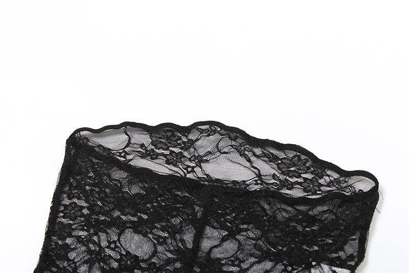Lace see through solid tube jumpsuit