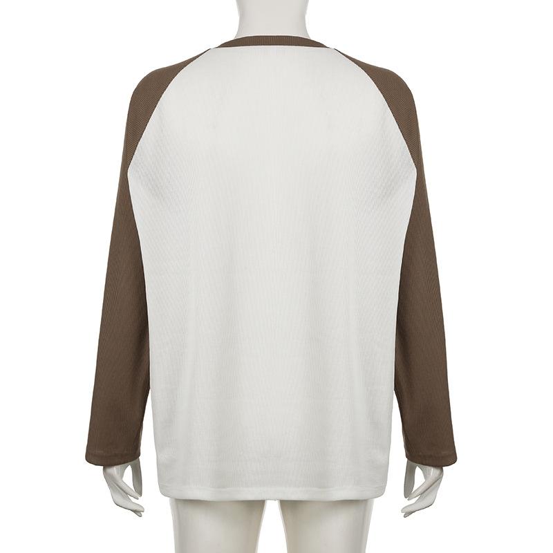 Crewneck long sleeve contrast letter print top