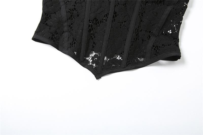 Lace ruffle solid mini skirt