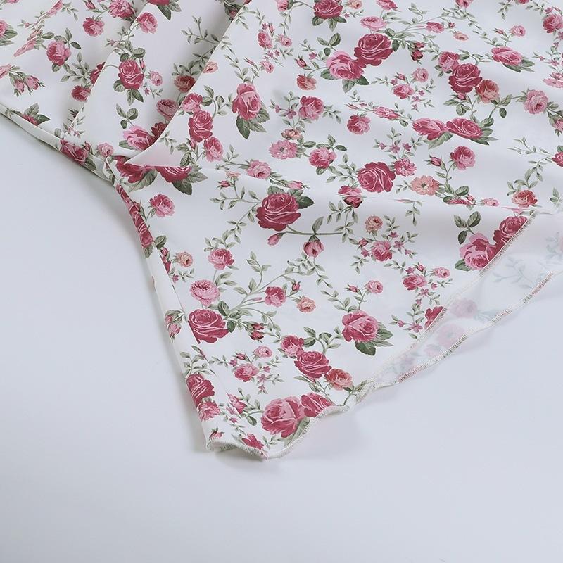 Flower print backless tube mini dress