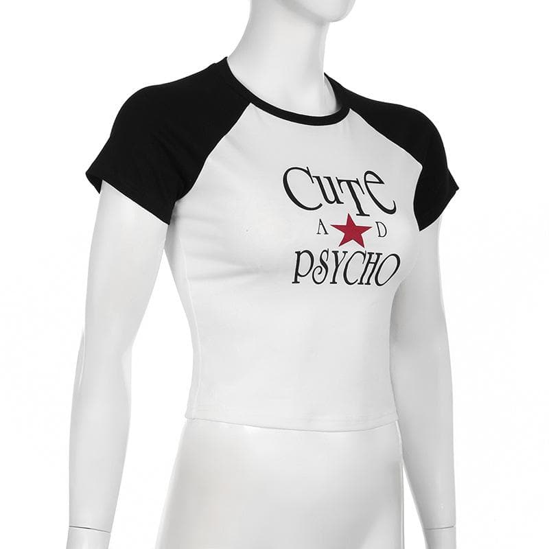 Short sleeve letter print crewneck top