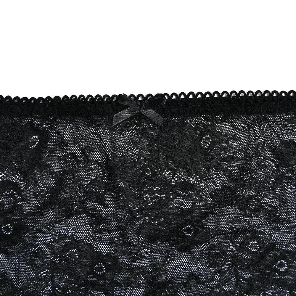 U neck lace solid see through bowknot cami mini skirt set