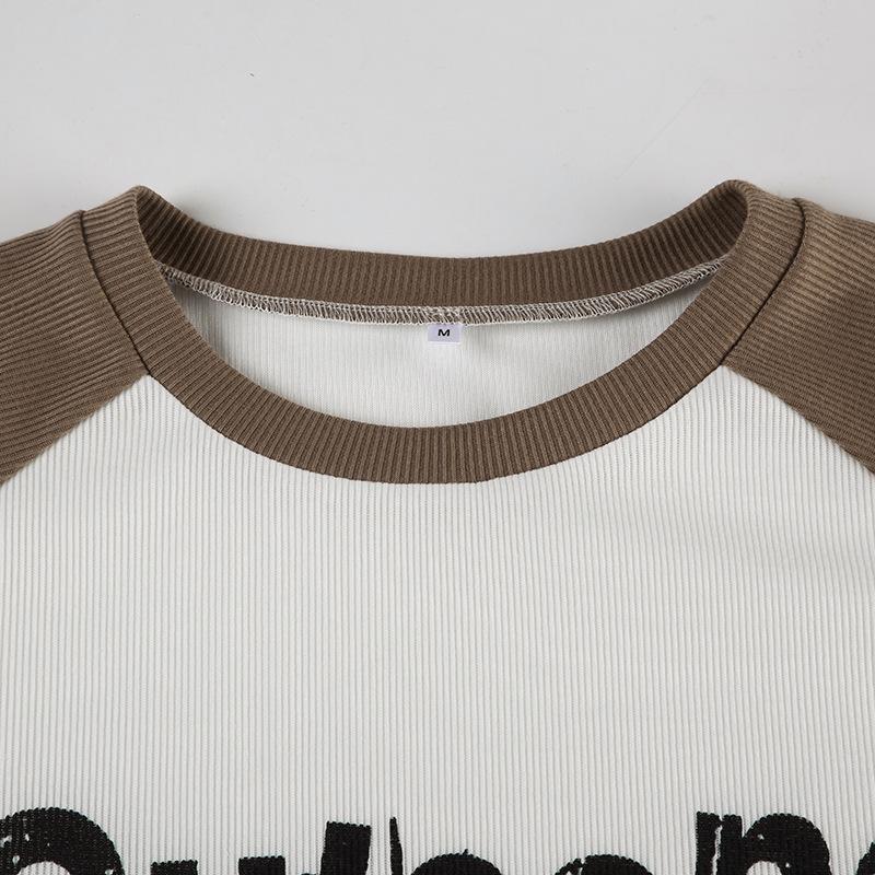 Crewneck long sleeve contrast letter print top