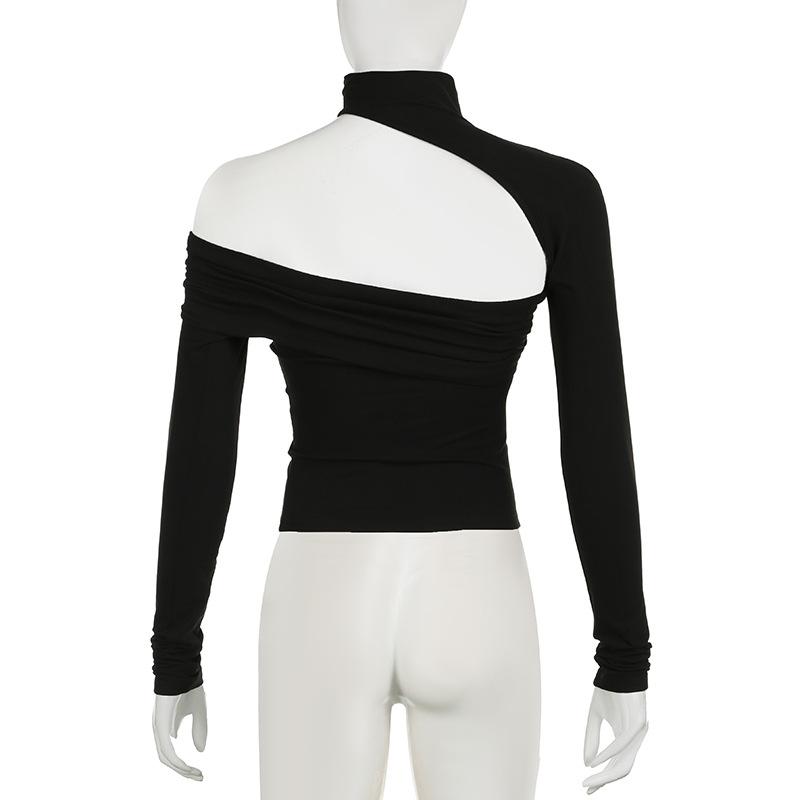 Halter irregular solid ruched top