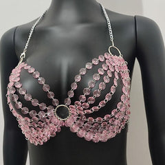 Halter o ring crystal hollow out backless crop top