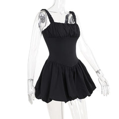 Square neck backless ruched cami mini dress
