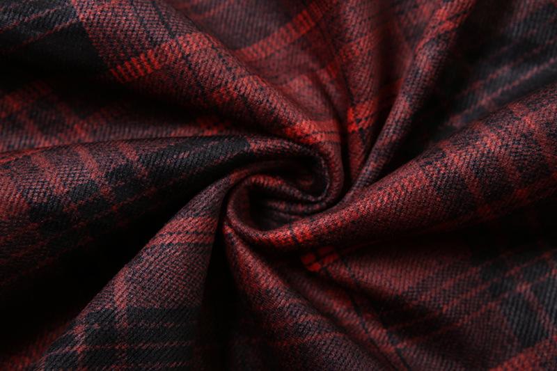 Plaid zip-up ruffle maxi skirt