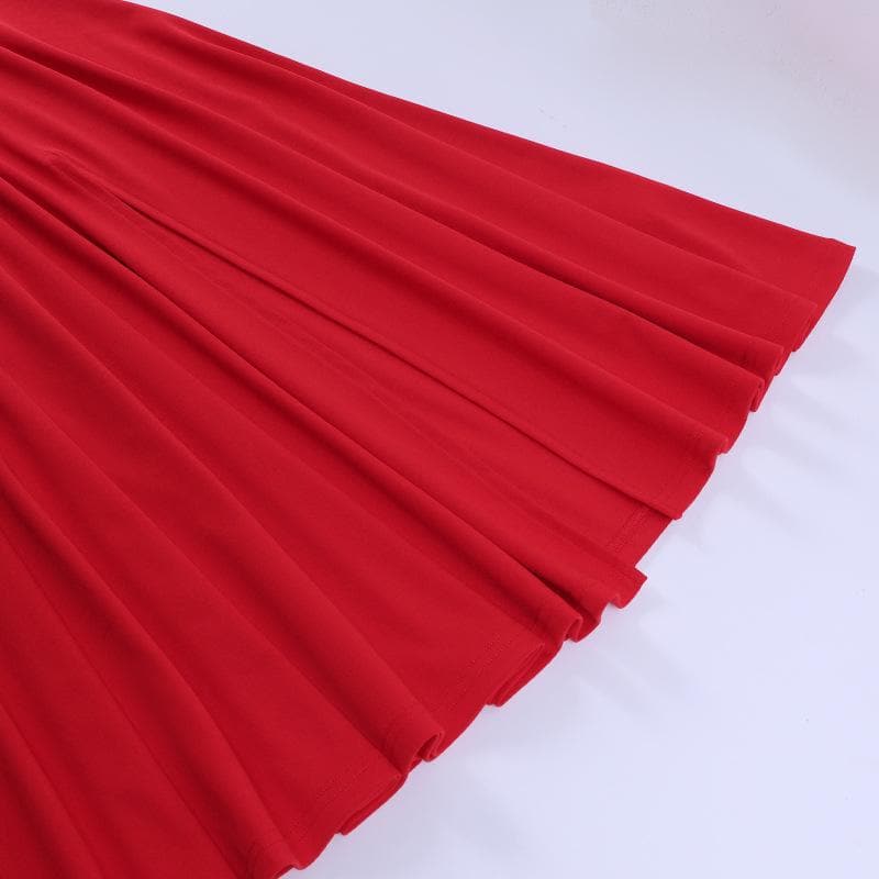 Ruched solid sweetheart neck slit sleeveless midi dress  | red tango dress