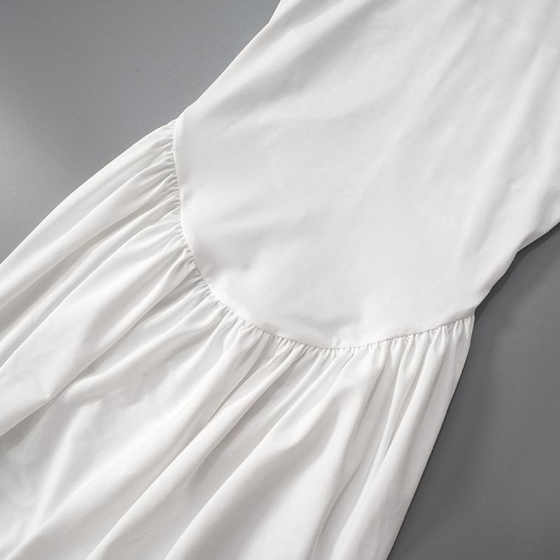 High neck long sleeve ruched maxi dress