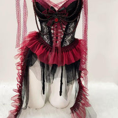 Sweetheart neck bowknot lace hem beaded mesh mini dress