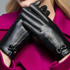 Touch screen fleece PU gloves