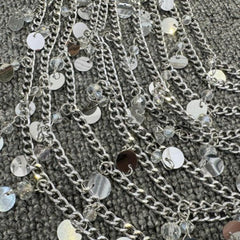 Halter glitter metal chain hollow out top