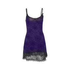 U neck bowknot spider web cami mini dress