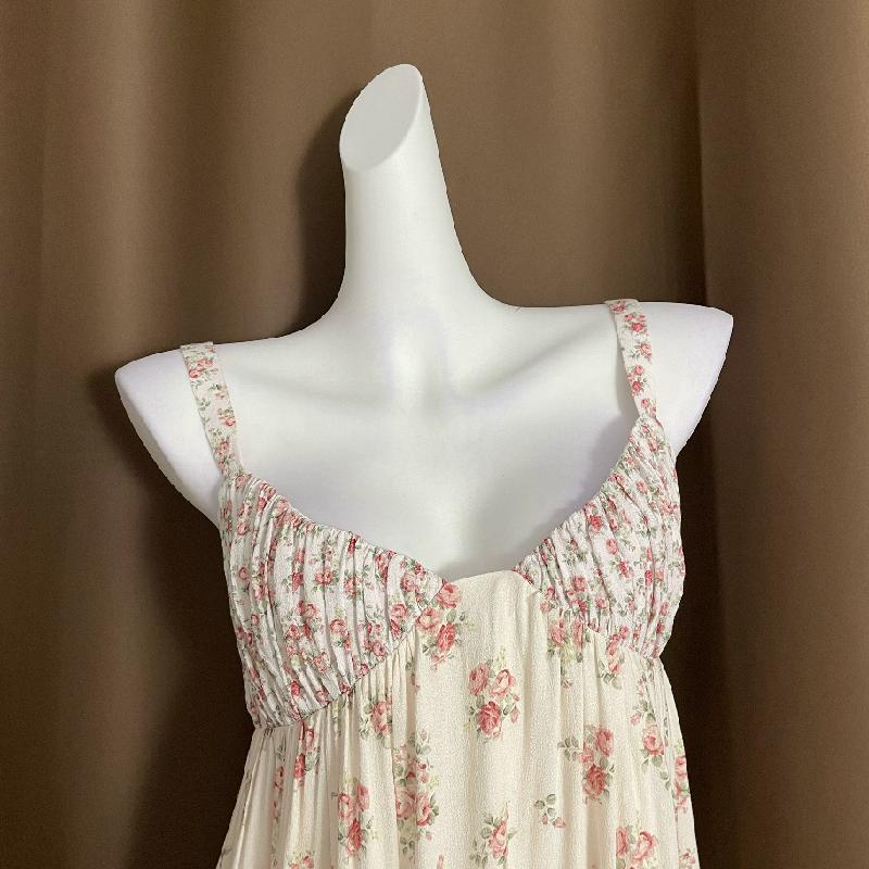 Flower print adjustable o ring zip-up cami mini dress