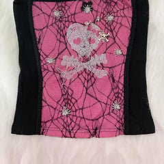 Spider web skull beaded cami top