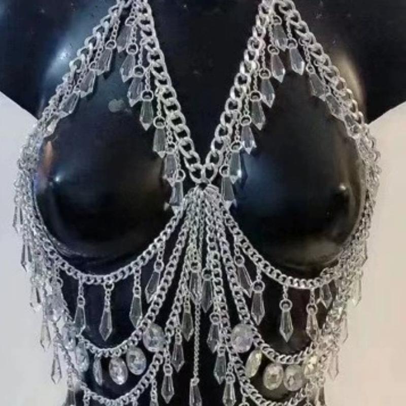 Crystal pendant metal chain hollow out top