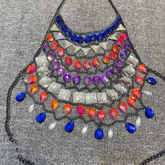 Halter crystal hollow out metal chain top