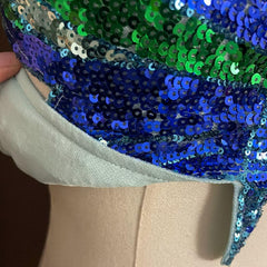 Halter glitter v neck butterfly pattern self tie crop top