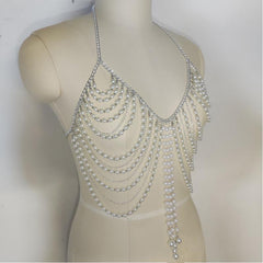Halter hollow out beaded crop top