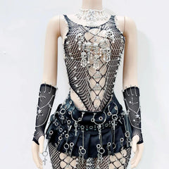 Skull fishnet hollow out tank top
